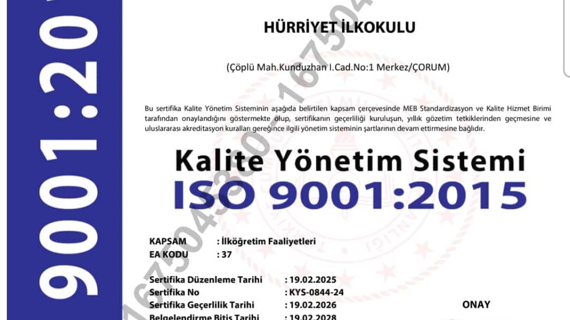 OKLUMUZ, ISO 9001 : 2015 KALİTE YÖNETİM SİSTEMİ BELGESİ ALDI
